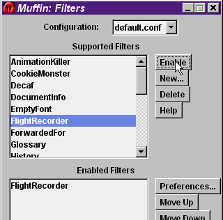 Enabling the filter
